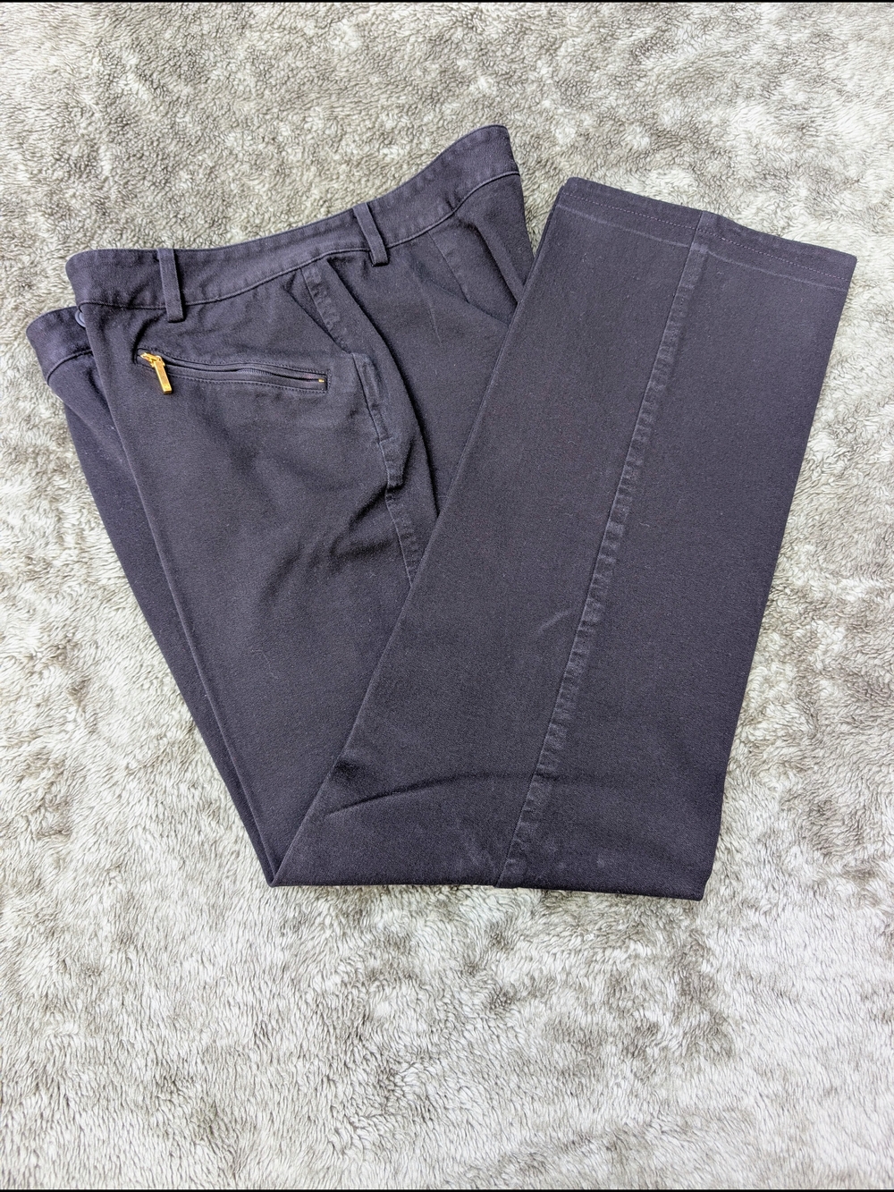 Ralph Lauren Black Cropped Trousers with Gold Zip Accent